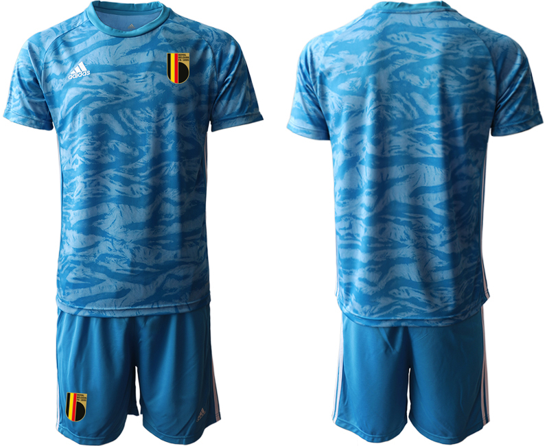 Men 2021 European Cup Belgium blue goalkeeper Soccer Jerseys